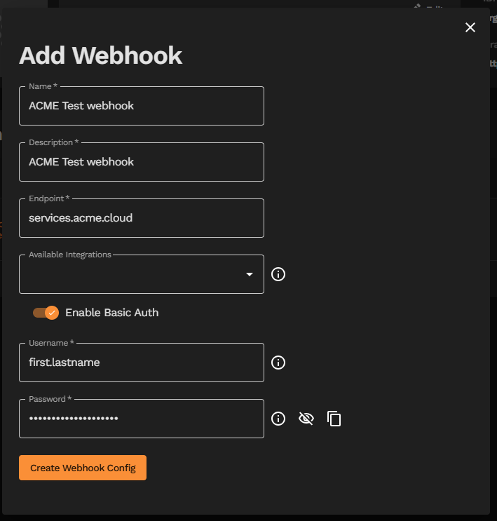 Adding Basic Auth to a webhook